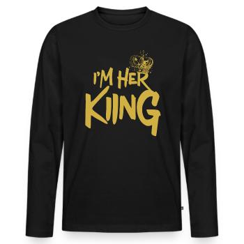 Je suis son roi petit ami couple Saint-Valentin - T-shirt manches longues Premium bio Homme - noir - Devant - Nico (187cm)