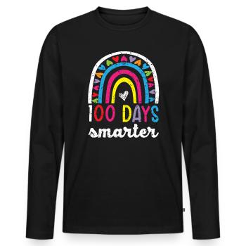 Joyeux 100e jour d’école enseignant élève éducateur - T-shirt manches longues Premium bio Homme - noir - Devant - Nico (187cm)