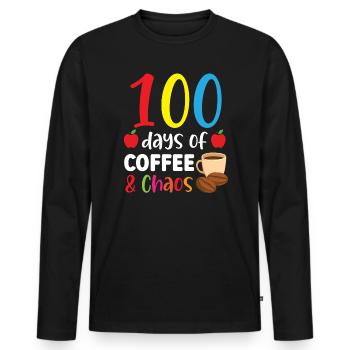100 Days Of Coffee And Chaos 100 Days Of School - Men's Premium Organic Long Sleeve Shirt - black - Front - Nico (187cm)