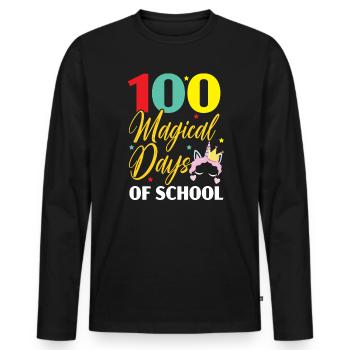 100 Magical Of Days Of School Unicorn Lover - Men's Premium Organic Long Sleeve Shirt - black - Front - Nico (187cm)