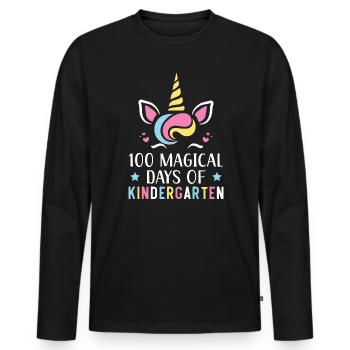 100 Magical Days Of Kindergarten Unicorn Lover - Men's Premium Organic Long Sleeve Shirt - black - Front - Nico (187cm)