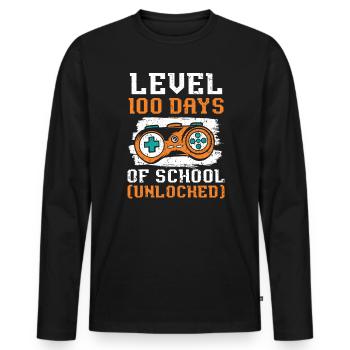 Level 100 Days Of School Unlocked Video Game Gamer - Men's Premium Organic Long Sleeve Shirt - black - Front - Nico (187cm)