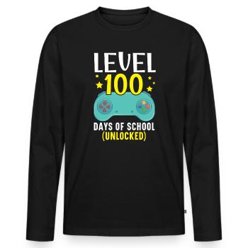 Level 100 Days Of School Unlocked Video Game Gamer - Men's Premium Organic Long Sleeve Shirt - black - Front - Nico (187cm)
