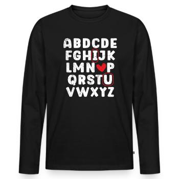 Valentinstag Herztag Amor Liebe Beziehung - Männer Premium Bio Langarmshirt - Schwarz - Vorne - Nico (187cm)