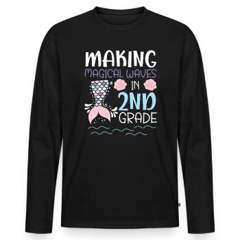 Faire des vagues magiques dans la sirène de 2e année - T-shirt manches longues Premium bio Homme - noir - Devant - Nico (187cm)