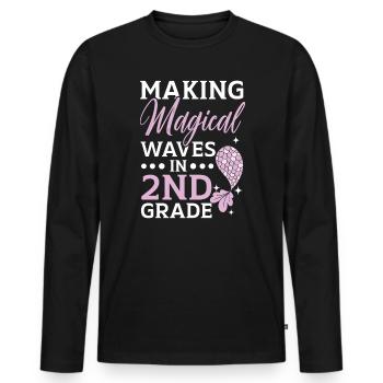 Faire des vagues magiques dans la sirène de 2e année - T-shirt manches longues Premium bio Homme - noir - Devant - Nico (187cm)