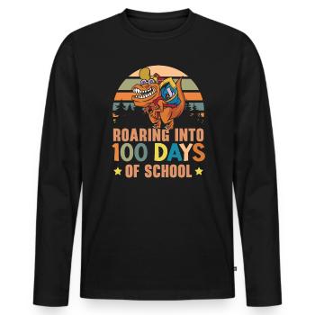 Rugissement dans 100 jours d’amoureux des dinosaures à l’école - T-shirt manches longues Premium bio Homme - noir - Devant - Nico (187cm)