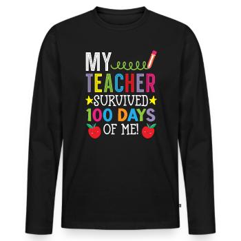 Mon professeur a survécu à 100 jours de mon élève élève - T-shirt manches longues Premium bio Homme - noir - Devant - Nico (187cm)