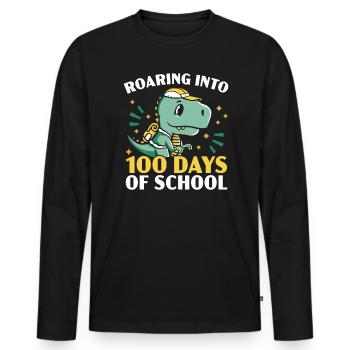 Rugissement dans 100 jours d’amoureux des dinosaures à l’école - T-shirt manches longues Premium bio Homme - noir - Devant - Nico (187cm)
