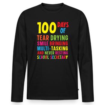 Happy 100th Day Of School Teacher Student Educator - Men's Premium Organic Long Sleeve Shirt - black - Front - Nico (187cm)