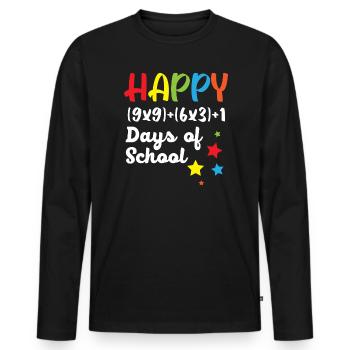 Happy 100th Day Of School Teacher Student Educator - Men's Premium Organic Long Sleeve Shirt - black - Front - Nico (187cm)