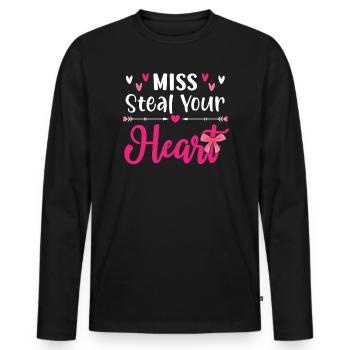 Miss Steal Your Heart Saint Valentin Hearts Day - T-shirt manches longues Premium bio Homme - noir - Devant - Nico (187cm)