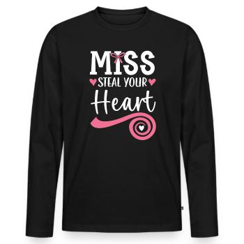 Miss Steal Your Heart Saint-Valentin Jour des cœurs - T-shirt manches longues Premium bio Homme - noir - Devant - Nico (187cm)