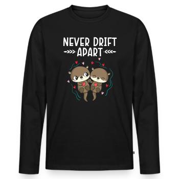 Ne vous séparez jamais de la Saint-Valentin Hearts Day Otter - T-shirt manches longues Premium bio Homme - noir - Devant - Nico (187cm)