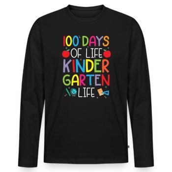 100 Tage Leben Kindergarten Leben Schule - Männer Premium Bio Langarmshirt - Schwarz - Vorne - Nico (187cm)
