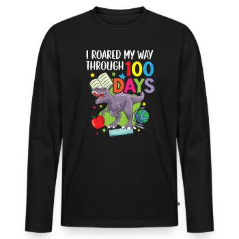 J’ai rugi à travers 100 jours d’école Dino - T-shirt manches longues Premium bio Homme - noir - Devant - Nico (187cm)