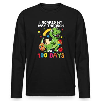 J’ai rugi à travers 100 jours d’école Dino - T-shirt manches longues Premium bio Homme - noir - Devant - Nico (187cm)