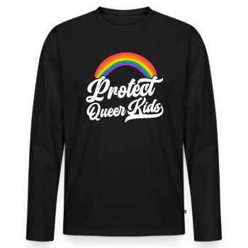 Schützen Sie den Queer Kids Regenbogen-Pride-Monat - Männer Premium Bio Langarmshirt - Schwarz - Vorne - Nico (187cm)