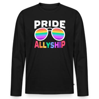 Pride Allyship Month Gay Rights LGBTQ Supporter - Men's Premium Organic Long Sleeve Shirt - black - Front - Nico (187cm)