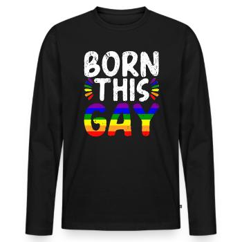 Geboren in diesem Gay Rainbow Pride Monat LGBTQ Gay Pride - Männer Premium Bio Langarmshirt - Schwarz - Vorne - Nico (187cm)
