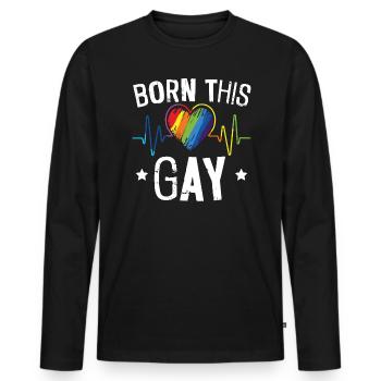 Geboren in diesem Gay Rainbow Pride Monat LGBTQ Gay Pride - Männer Premium Bio Langarmshirt - Schwarz - Vorne - Nico (187cm)