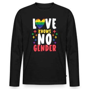 Love Knows No Gender Rainbow Pride Month - Men's Premium Organic Long Sleeve Shirt - black - Front - Nico (187cm)