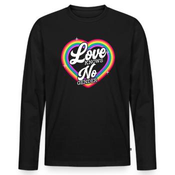 Love Knows No Gender Rainbow Pride Month - Men's Premium Organic Long Sleeve Shirt - black - Front - Nico (187cm)