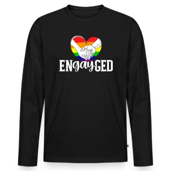 Engayged Rainbow Pride Monat LGBTQ Gay Pride - Männer Premium Bio Langarmshirt - Schwarz - Vorne - Nico (187cm)