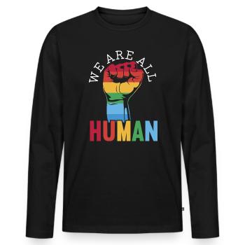 We Are All Human Gender Pride Parade LGBTQ Rights - Men's Premium Organic Long Sleeve Shirt - black - Front - Nico (187cm)