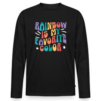 Regenbogen ist mein Lieblings-Color Pride-Monat - Männer Premium Bio Langarmshirt - Schwarz - Vorne - Nico (187cm)