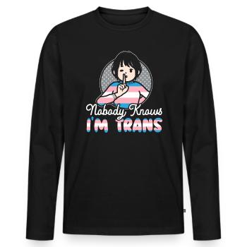 Personne ne sait que je suis trans LGBTQ Pride Transgenre - T-shirt manches longues Premium bio Homme - noir - Devant - Nico (187cm)