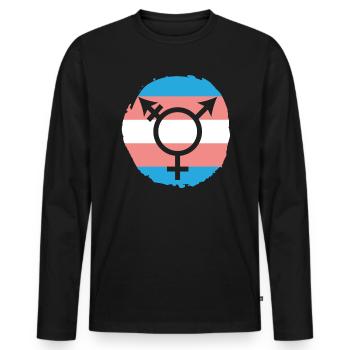 Trans Rainbow Pride LGBTQ Transgender Rechte - Männer Premium Bio Langarmshirt - Schwarz - Vorne - Nico (187cm)