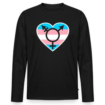 Trans Rainbow Pride LGBTQ Transgender Rechte - Männer Premium Bio Langarmshirt - Schwarz - Vorne - Nico (187cm)