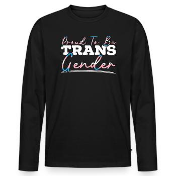 Fier d'être transgenre Rainbow Pride LGBTQ Trans - T-shirt manches longues Premium bio Homme - noir - Devant - Nico (187cm)