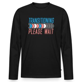 Transition Veuillez patienter LGBTQ Pride Transgenre - T-shirt manches longues Premium bio Homme - noir - Devant - Nico (187cm)