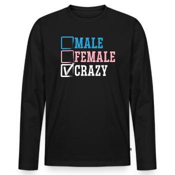 Männlich Weiblich Crazy Rainbow Pride LGBTQ Transgender - Männer Premium Bio Langarmshirt - Schwarz - Vorne - Nico (187cm)