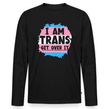 Je suis trans Get Over It Fierté LGBTQ Transgenre - T-shirt manches longues Premium bio Homme - noir - Devant - Nico (187cm)