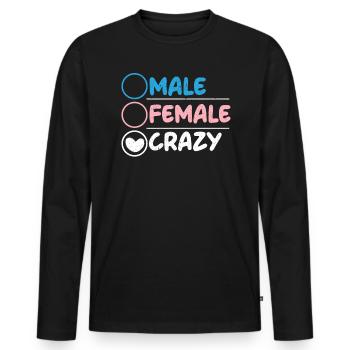 Männlich Weiblich Crazy Rainbow Pride LGBTQ Transgender - Männer Premium Bio Langarmshirt - Schwarz - Vorne - Nico (187cm)