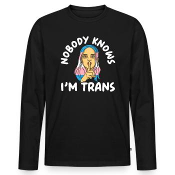Personne ne sait que je suis trans LGBTQ Pride Transgenre - T-shirt manches longues Premium bio Homme - noir - Devant - Nico (187cm)