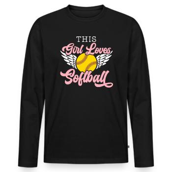Cette fille aime le joueur de softball Pitcher Catcher - T-shirt manches longues Premium bio Homme - noir - Devant - Nico (187cm)