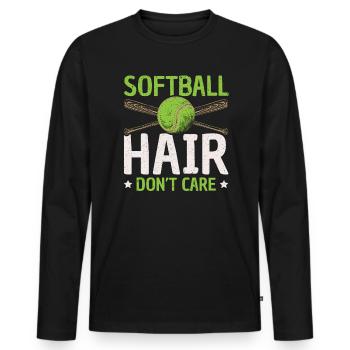 Softball-Haare kümmern sich nicht um Softball-Spieler Sport - Männer Premium Bio Langarmshirt - Schwarz - Vorne - Nico (187cm)
