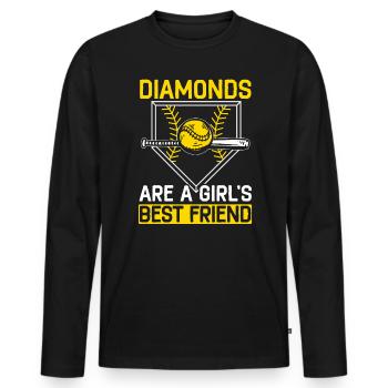 Les diamants sont les meilleurs amis d’une fille Joueur de softball - T-shirt manches longues Premium bio Homme - noir - Devant - Nico (187cm)