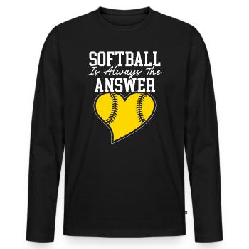 Softball Is Always The Answer Softball Player - Men's Premium Organic Long Sleeve Shirt - black - Front - Nico (187cm)