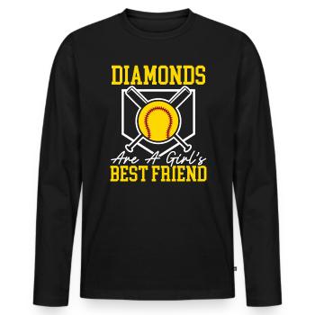 Les diamants sont les meilleurs amis d’une fille Joueur de softball - T-shirt manches longues Premium bio Homme - noir - Devant - Nico (187cm)