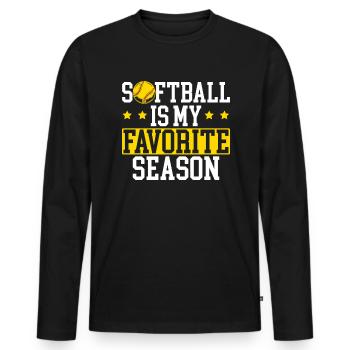 Softball Is My Favorite Season Softball Player - Men's Premium Organic Long Sleeve Shirt - black - Front - Nico (187cm)