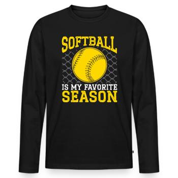 Softball Is My Favorite Season Softball Player - Men's Premium Organic Long Sleeve Shirt - black - Front - Nico (187cm)