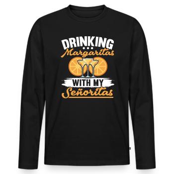 Boire de la margarita avec mes señoritas alcoolisées - T-shirt manches longues Premium bio Homme - noir - Devant - Nico (187cm)