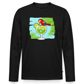 Margarita Buveur Perroquet Amateur Cocktail alcoolisé - T-shirt manches longues Premium bio Homme - noir - Devant - Nico (187cm)
