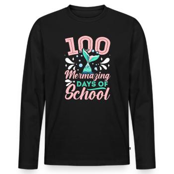 100 jours de merveille de l’école Mermaid Lover Student - T-shirt manches longues Premium bio Homme - noir - Devant - Nico (187cm)