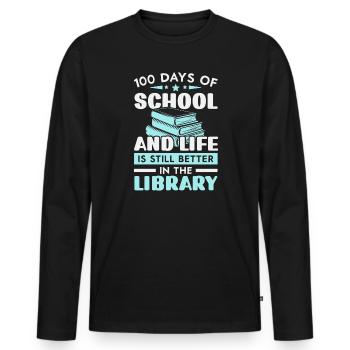 Alles Gute zum 100. Schultag Lehrer Student Educator - Männer Premium Bio Langarmshirt - Schwarz - Vorne - Nico (187cm)